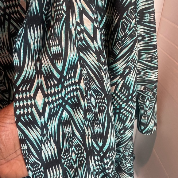 Unique Spectrum 3X Green & Black Print Open Front Kimono Cardigan Plus Size - Picture 9 of 12
